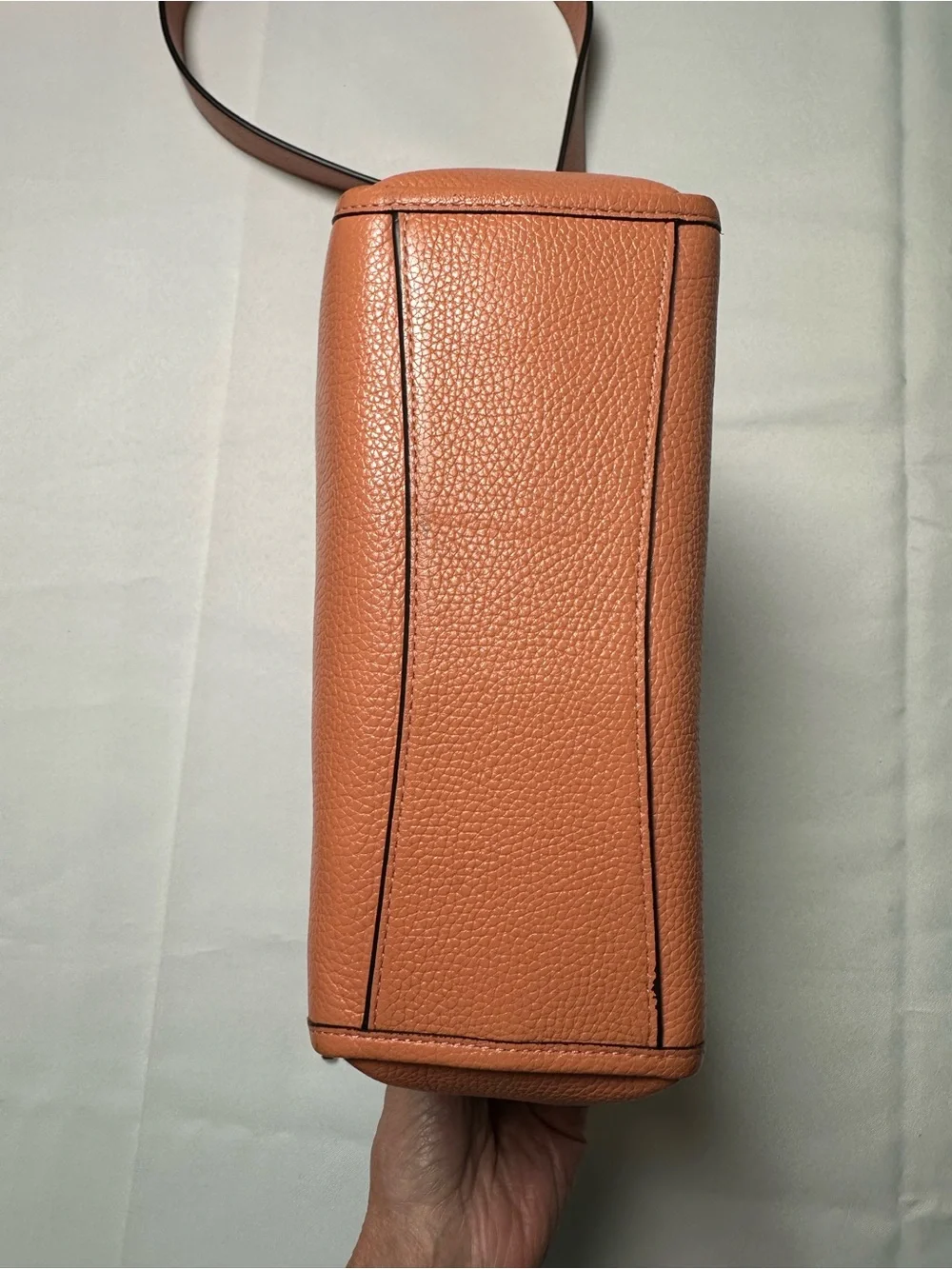Coach Coral Orange Pebbled Leather Small Dufflet Shoulder Bag
